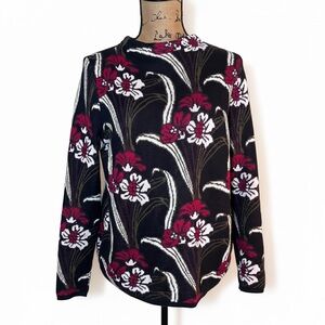 Ann Taylor Factory Floral Knit Sweater | 100% Cotton | Size M
